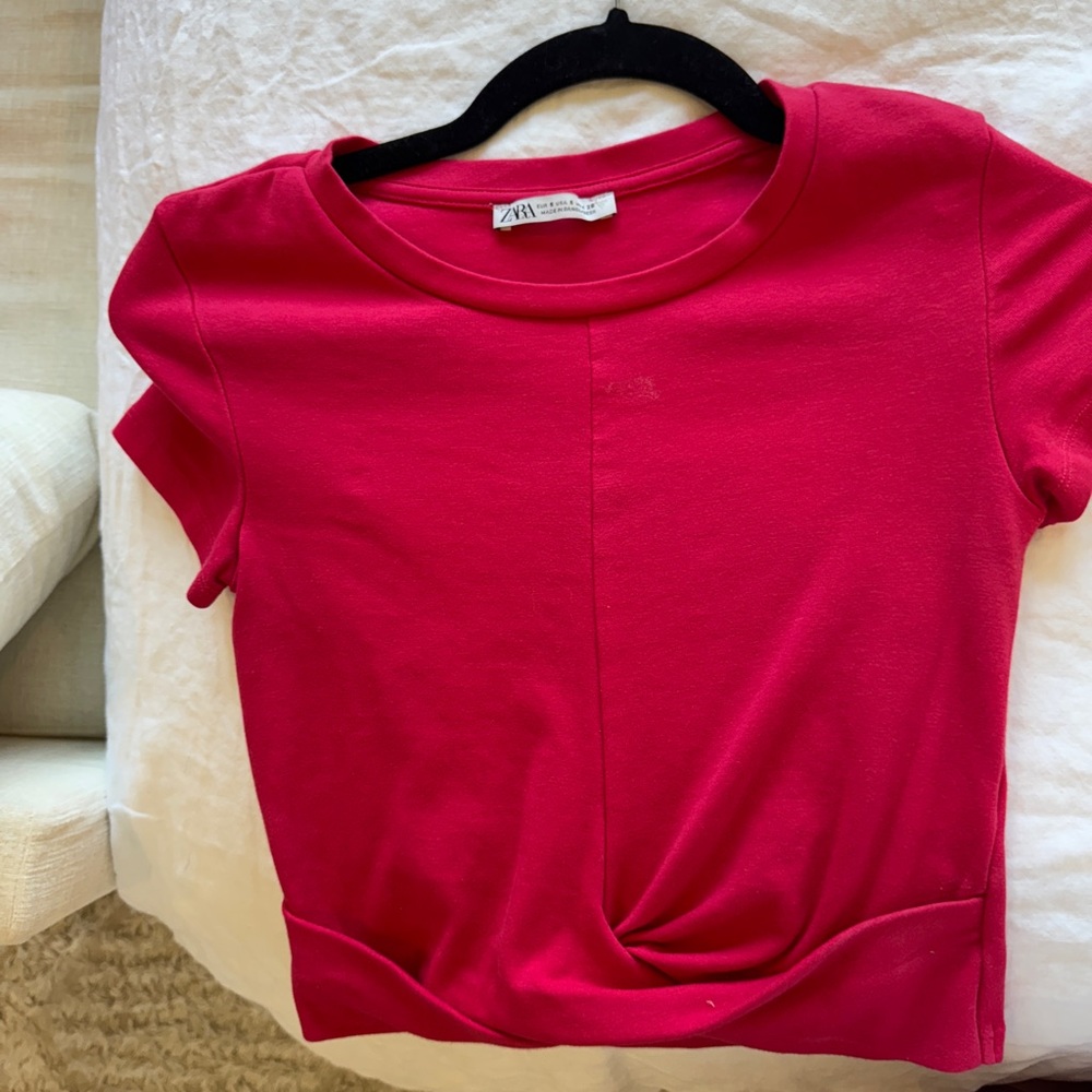 Zara Vibrant Red Twist Front Tee